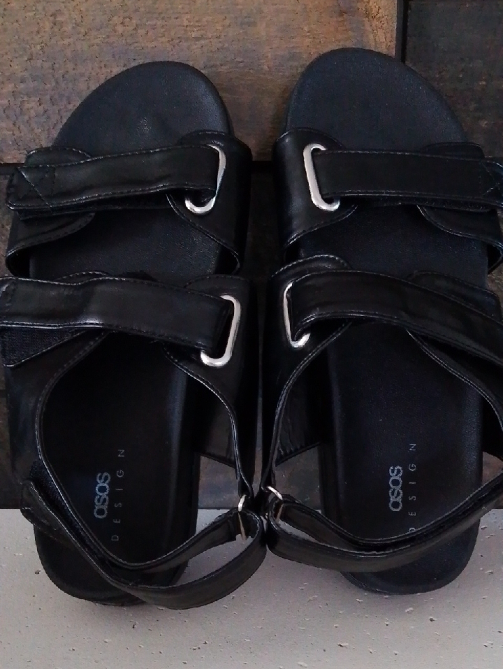 ASOS Black Double-Strap Buckle Sandals